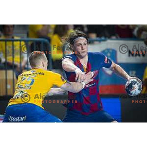 Jure Dolenec in action during Velux EHF Champions League handball match between Celje Pivovarna Lasko and Barcelona in Zlatorog Arena, Celje, Slovenia on February 23, 2020