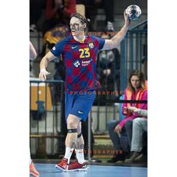 Jure Dolenec in action during Velux EHF Champions League handball match between Celje Pivovarna Lasko and Barcelona in Zlatorog Arena, Celje, Slovenia on February 23, 2020