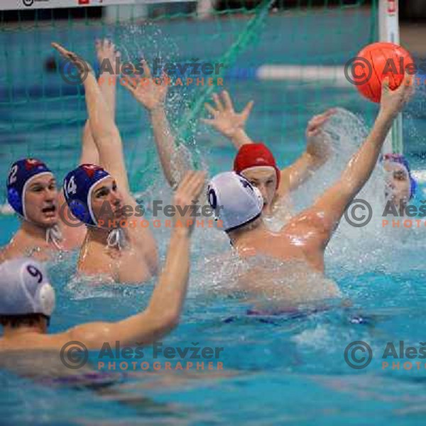 Kotsidis (10) shots at match Triglav (SLO)- UTE (Hungary) in semi-final of Alpe Adria water polo league tournament in Kranj 9.3.2008. UTE won the match 10:6 and advanced to final. Photo by Ales Fevzer 