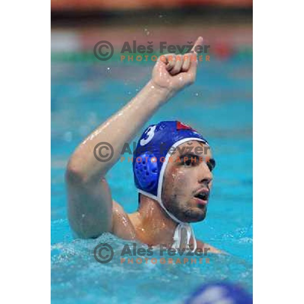 Anzeljc (3) celebrates goal at match Triglav (SLO)- UTE (Hungary) in semi-final of Alpe Adria water polo league tournament in Kranj 9.3.2008. UTE won the match 10:6 and advanced to final. Photo by Ales Fevzer 