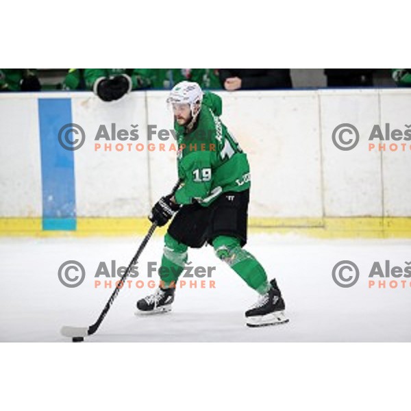Gal Koren of SZ Olimpija in action during Alps League ice-hockey match between SZ Olimpija and Rittner Buam in Tivoli Hall, Ljubljana, Slovenia on February 25, 2020