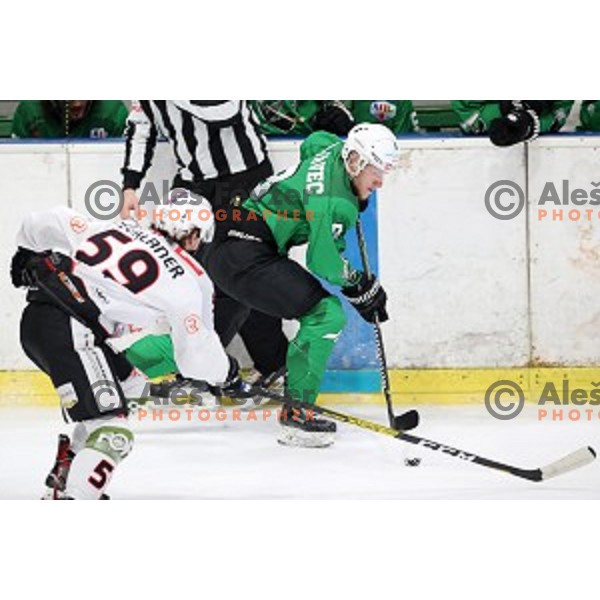 Anej Kujavec of SZ Olimpija in action during Alps League ice-hockey match between SZ Olimpija and Rittner Buam in Tivoli Hall, Ljubljana, Slovenia on February 25, 2020