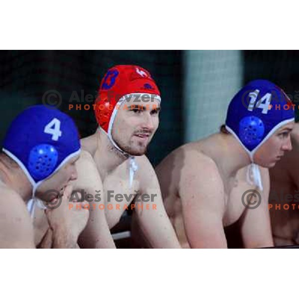 Stirn (4), Stojcev (13) and Vehovec (14) at match Triglav (SLO)- UTE (Hungary) in semi-final of Alpe Adria water polo league tournament in Kranj 9.3.2008. UTE won the match 10:6 and advanced to final. Photo by Ales Fevzer 