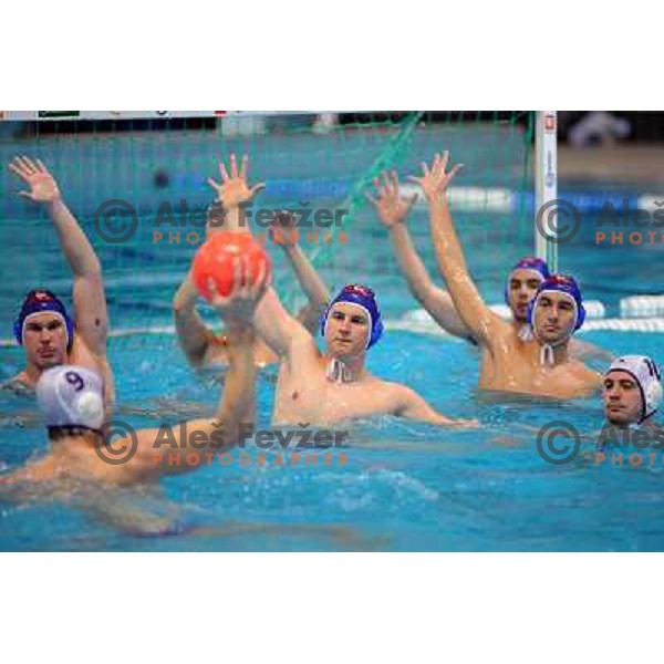 Triglav defense at match Triglav (SLO)- UTE (Hungary) in semi-final of Alpe Adria water polo league tournament in Kranj 9.3.2008. UTE won the match 10:6 and advanced to final. Photo by Ales Fevzer 