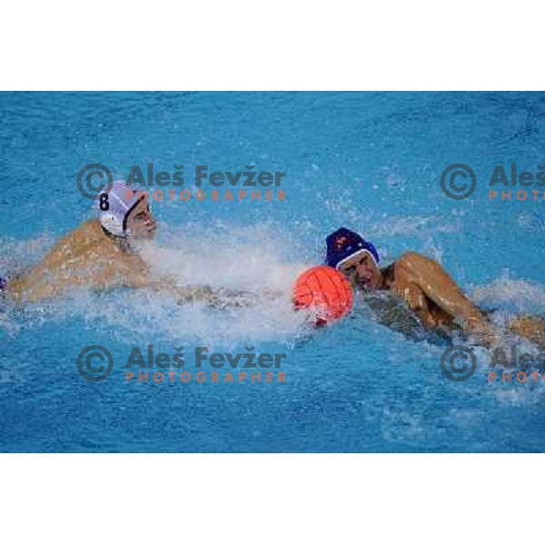 Olasz (8) and Todic at match Triglav (SLO)- UTE (Hungary) in semi-final of Alpe Adria water polo league tournament in Kranj 9.3.2008. UTE won the match 10:6 and advanced to final. Photo by Ales Fevzer 