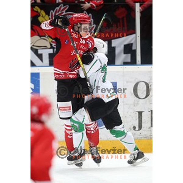 Jaka Sturm in action during Alps league ice-hockey match between Acroni Jesenice and SZ Olimpija in Podmezakla Hall, Jesenice, Slovenia on March 2, 2020