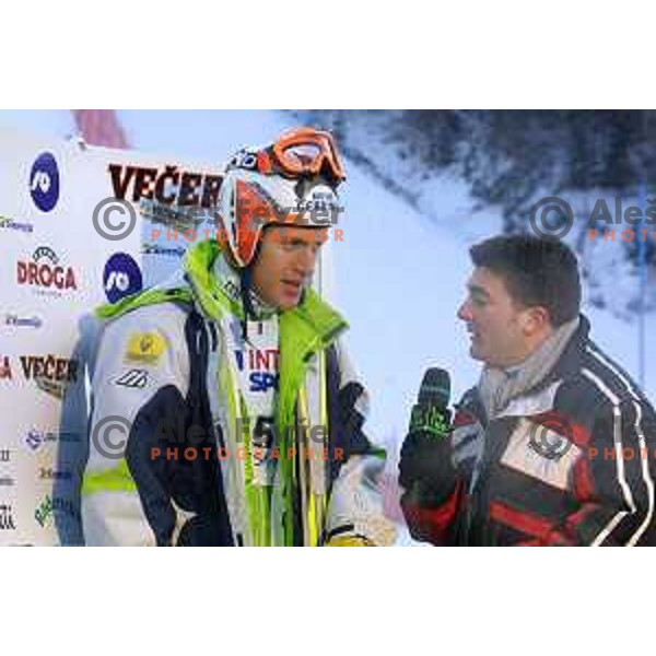 Jure Kosir and Urban Laurencic at FIS Alpine World Cup Giant Slalom for Vitranc Cup in Kranjska gora, Slovenia on December 20 , 2001