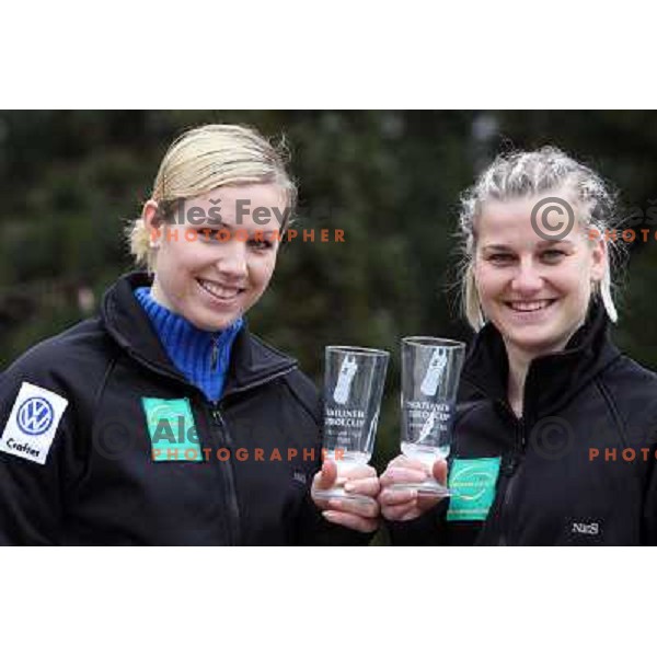 Karolina Bratina (left) and Tatjana Urbanc ,members of Slovenia Bob and Skeleton team at press conference in Hala Tivoli, Ljubljana 11.3.2008. Photo by Ales Fevzer 