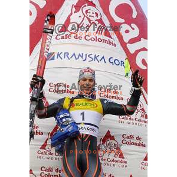 Benjamin Raich, winner of FIS Alpine World Cup Giant Slalom for Vitranc Cup in Kranjska gora, Slovenia on December 21 , 2001