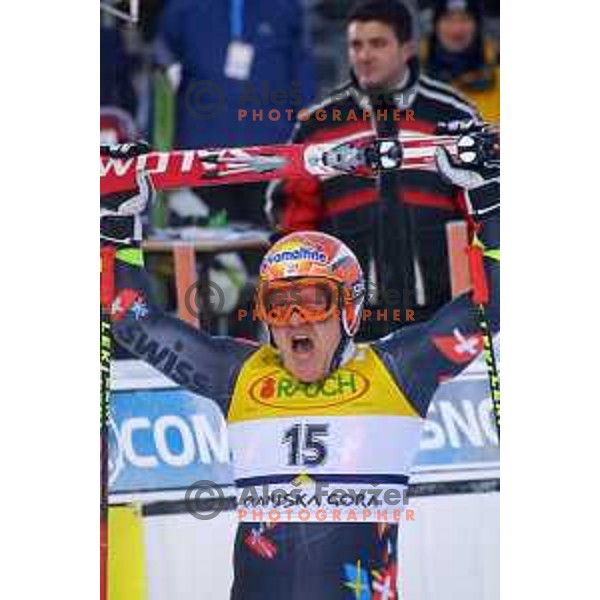 Didier Cuche, third placed at FIS Alpine World Cup Giant Slalom for Vitranc Cup in Kranjska gora, Slovenia on December 21 , 2001