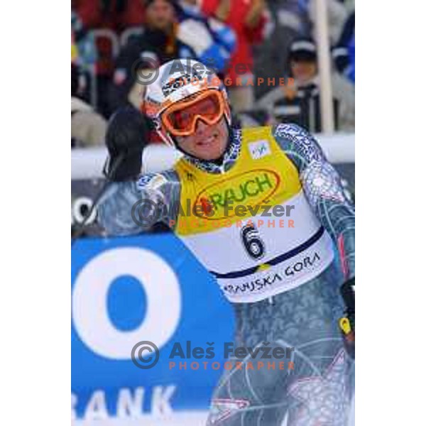Bode Miller, second placed at FIS Alpine World Cup Giant Slalom for Vitranc Cup in Kranjska gora, Slovenia on December 21 , 2001