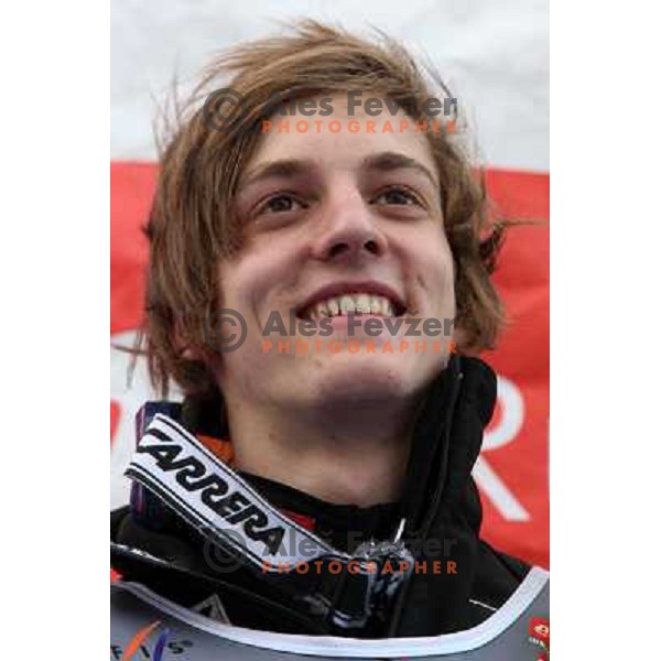 Gregor Schlierenzauer (AUT) at prize giving ceremony after e.on Ruhrgas FIS World Cup Ski jumping competition on 215 meters Flying Hill in Planica (Slovenia) on 14.3.2008. Photo by Ales Fevzer 