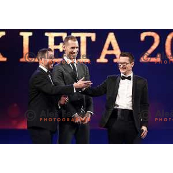 Alberto Giuliani, Tine Urnaut and Sasa Jerkovic at Best Slovenian Sportsman of the year 2019 gala night in Ljubljana, Slovenia on December 17, 2019