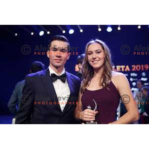 Primoz roglic and Kaja Juvan at Slovenian Sportsman of the year 2019 in Ljubljana on December 17, 2019