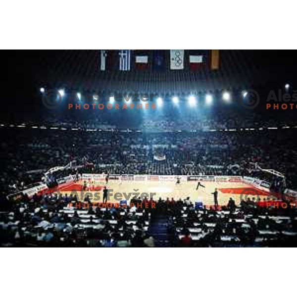 action during Euroleague Final basketball match between Olympiacos and Barcelona at Euroleague Final Four in Rome, Italy on April 24, 1997