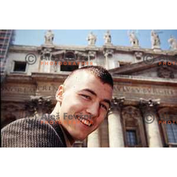 Marko Milic of Smelt Olimpija during team visit to Vatican at Euroleague Final Four in Rome, Italy on April 23, 1997