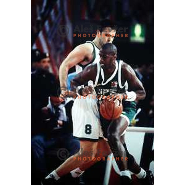 Mario Kraljevic of Smelt Olimpija in third place match between Smelt Olimpija and Asvel at Euroleague Final Four in Rome, Italy on April 24, 1997