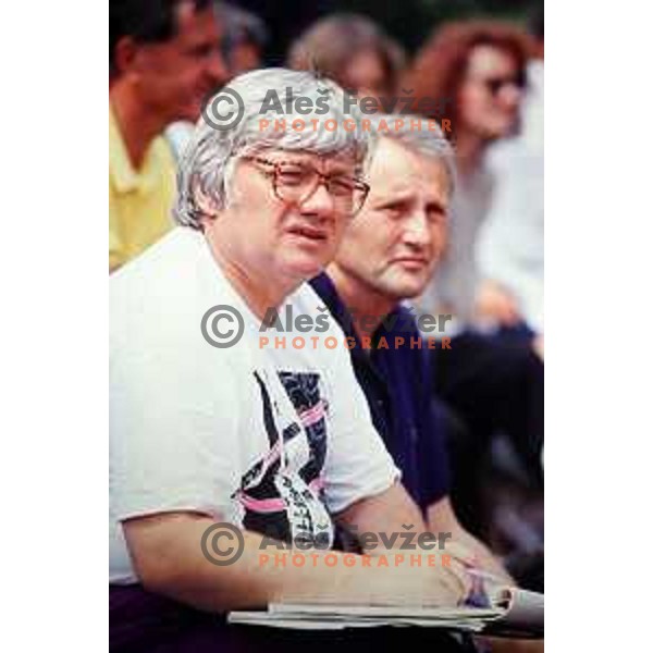 Aco Pasternjak, tennis journalist from Maribor at Slovenia Open, ATP Challenger in Domzale on May 1992