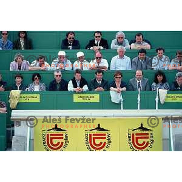 Zoran Kofol, Otmar Kugovnik, Nada Klemencic, Janez Drnovsek, Miro Ukmar at Slovenia Open, ATP Challenger in Domzale on May 1992