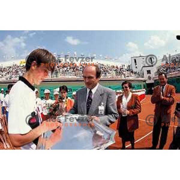 Mikael Tillstroem and Janez Drnovsek at Slovenia Open, ATP Challenger in Domzale on May 1992