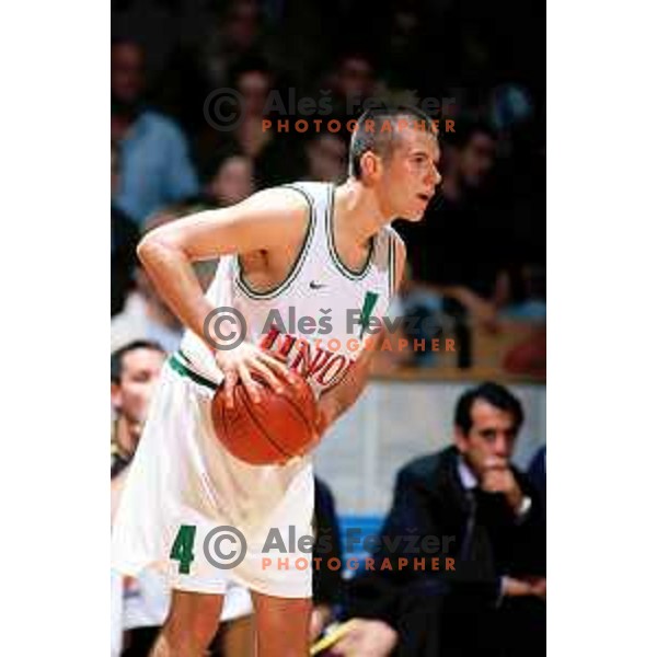 Sani Becirovic of Union Olimpija during 1999-2000 Euroleague season in Tivoli Hall, Ljubljana, Slovenia