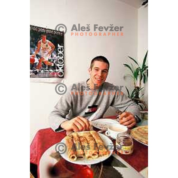 Sani Becirovic of Union Olimpija during 1999-2000 Euroleague season in Tivoli Hall, Ljubljana, Slovenia