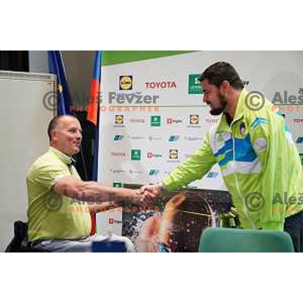 Para swimmer Darko Djuric received farewell gift at press conference in Ljubljana, Slovenia on June 3, 2020 where he announced end of his ParaOlympic sports carrer