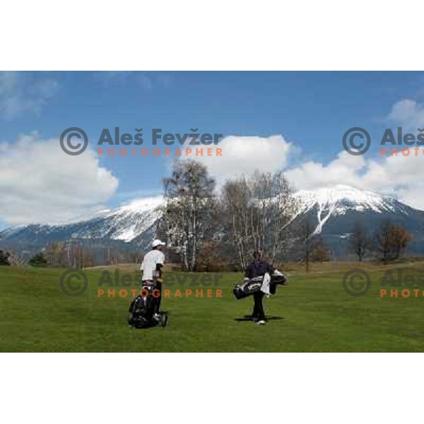Walking towards seventh green during opening day of play in season 2008 at Lakes Golf Course at Bled (Slovenia) on 14.3.2008. Photo by Ales Fevzer 