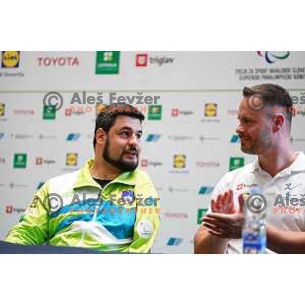 Para swimmer Darko Djuric and Para kayaker Dejan Fabcic received farewell gifts at press conference in Ljubljana, Slovenia on June 3, 2020 where they both announced end of their ParaOlympic sports carrers