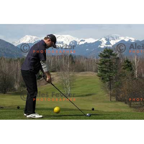 Standing on the tee box of hole nr.7 during opening day of play in season 2008 at Lakes Golf Course at Bled (Slovenia) on 14.3.2008. Photo by Ales Fevzer 