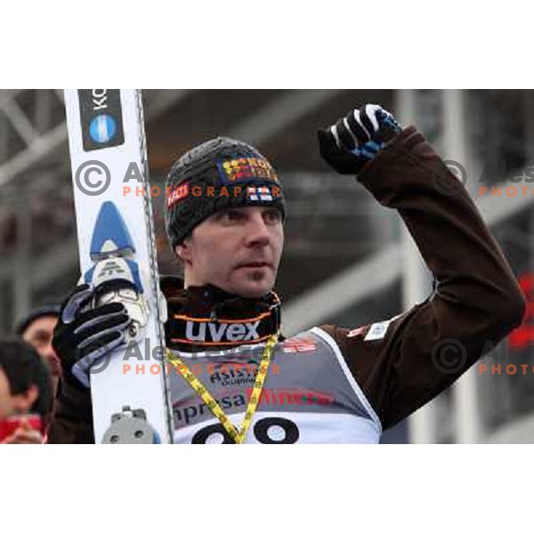 Janne Ahonen (FIN) at prize giving ceremony after e.on Ruhrgas FIS World Cup Ski jumping competition on 215 meters Flying Hill in Planica (Slovenia) on 14.3.2008. Photo by Ales Fevzer 