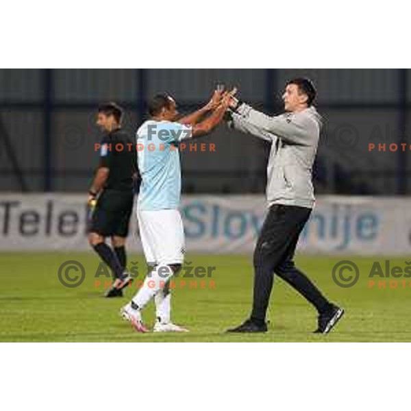 Marcoas Tavares and Sergej Jakirovic during Prva Liga Telekom Slovenije 2019/2020 football match between Domzale and Maribor in Domzale, Slovenia on June 7 , 2020