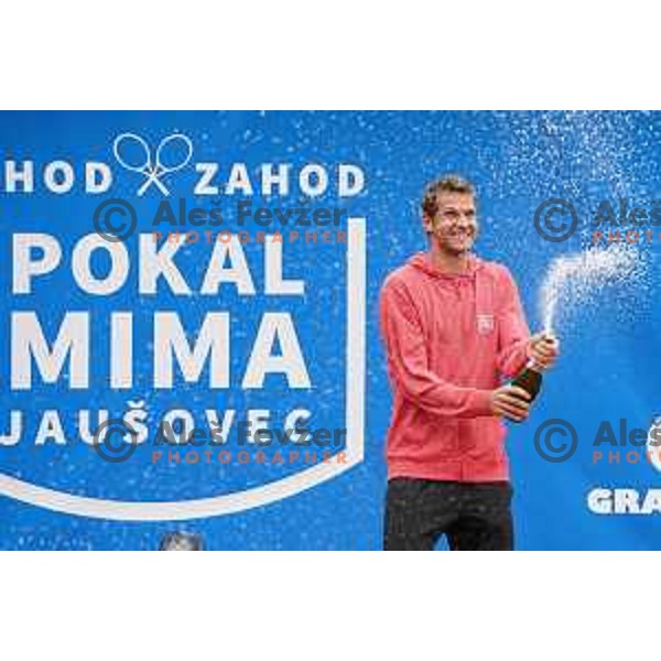 Blaz Rola of Team East, winner of inaugural Mima Cup tennis match between best Slovenian players in RCU, Lukovica, Slovenia on June 8 , 2020 Mima Jausevec, Blaz Rola