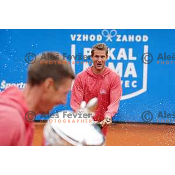 Blaz Rola of Team East, winner of inaugural Mima Cup tennis match between best Slovenian players in RCU, Lukovica, Slovenia on June 8 , 2020 Mima Jausevec, Blaz Rola