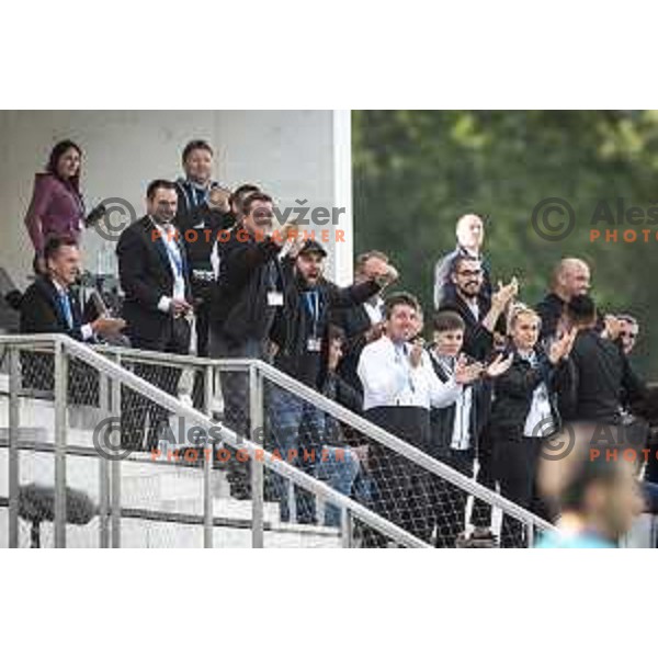 Fans of Mura in action during Slovenian Cup 2019/20 football match between Aluminij and Mura in Brdo pri Kranju, Slovenia on June 9, 2020