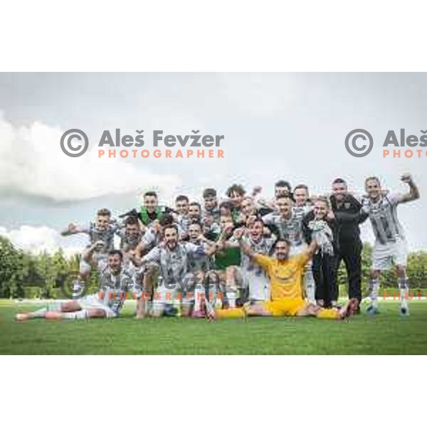 Players of Mura celebrating after winning the semi-final Slovenian Cup 2019/20 football match between Aluminij and Mura in Brdo pri Kranju, Slovenia on June 9, 2020