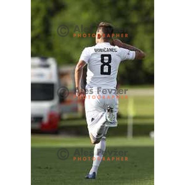 Luka Bobicanec celebrating during Slovenian Cup 2019/20 football match between Aluminij and Mura in Brdo pri Kranju, Slovenia on June 9, 2020