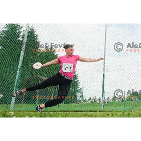 Veronika Domjan competes at athletics meeting in Slovenska Bistrica, Slovenia on June 13, 2020