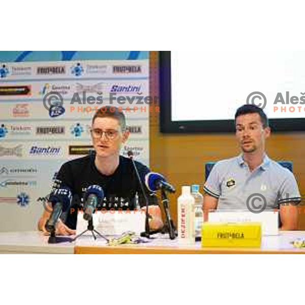 Matej Mohoric and Primoz Roglic at press conference of Slovenian Cycling Federation before National Road Championship in Ljubljana, Slovenia on June 19, 2020