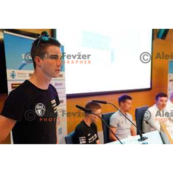 Rok Korosec at press conference of Slovenian Cycling Federation before National Road Championship in Ljubljana, Slovenia on June 19, 2020