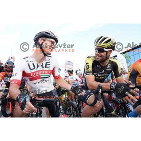 Jan Polanc and Luka Mezgec at Plastika Virant Cycling Grand prix in Komenda, Slovenia on June 19, 2020
