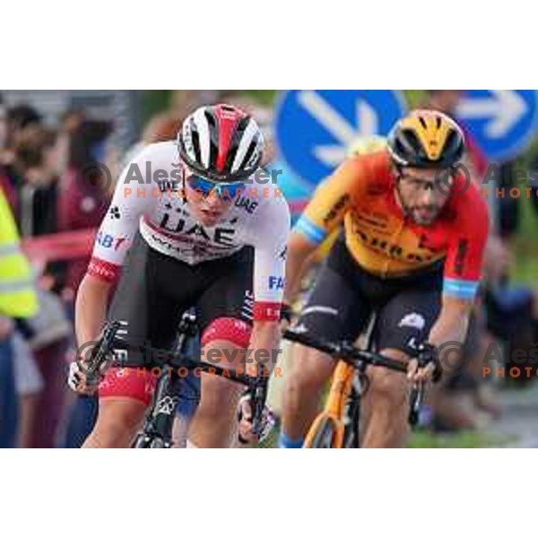 Tadej Pogacar racing at Plastika Virant Cycling Grand prix in Komenda, Slovenia on June 19, 2020