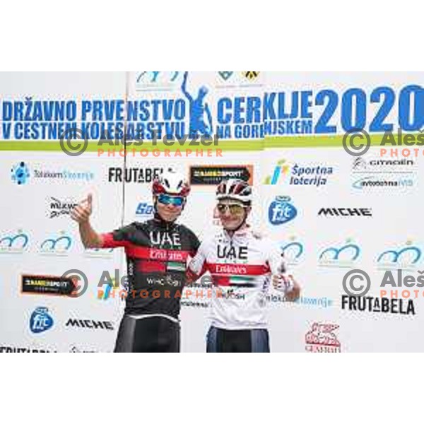 Tadej Pogacar and Jan Polanc at Slovenian Cycling Championships Road Race in Cerklje, Slovenia on June 21 , 2020