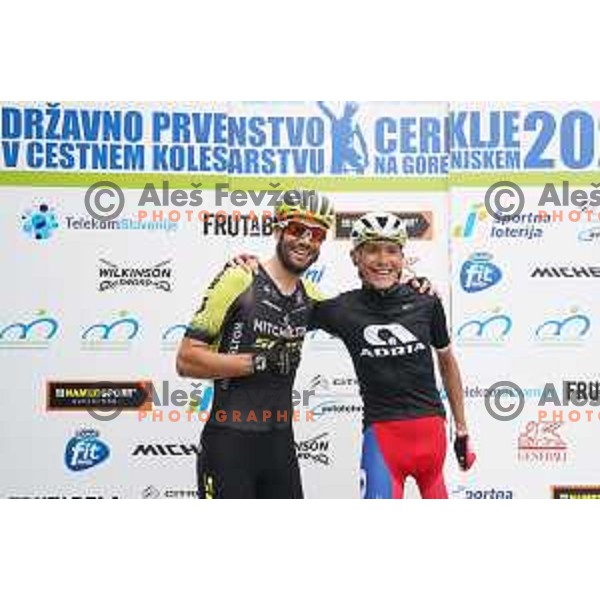 Luka Mezgec and Jani Brajkovic at Slovenian Cycling Championships Road Race in Cerklje, Slovenia on June 21 , 2020