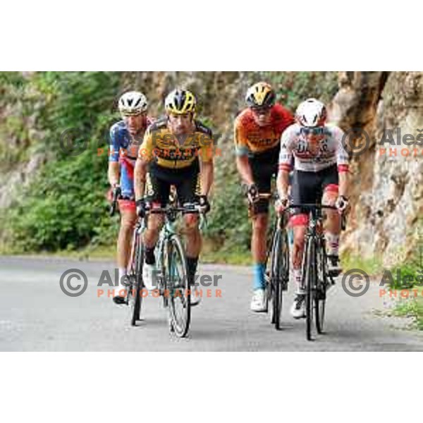 Jani Brajkovic, Primoz Roglic, winner, Domen Novak and Tadej Pogacar, runner-up of Slovenian Cycling Championships Road Race Cerklje-Ambroz pod Krvavcem, Slovenia on June 21 , 2020
