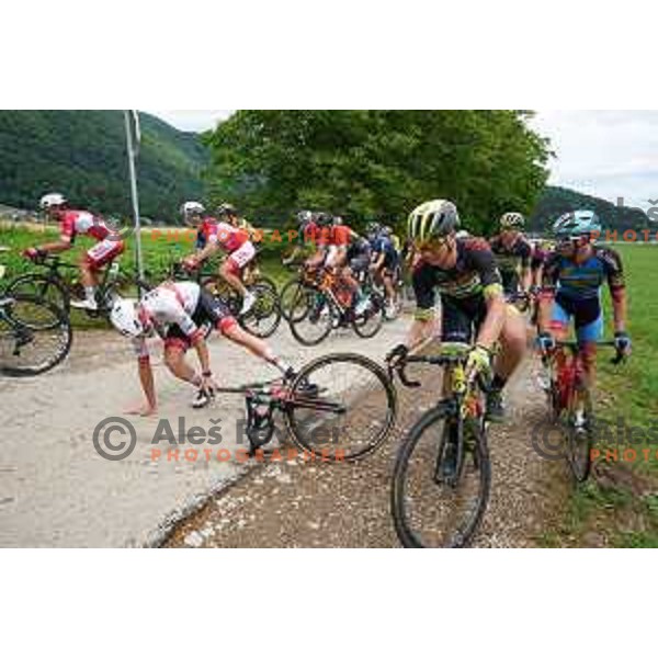 Tadej Pogacar chrashes during Slovenian Cycling Championships Road Race in Cerklje, Slovenia on June 21 , 2020