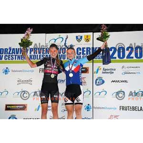 Vita Mavrin, winner of Women7s U-12 Slovenian Cycling Championships Road Race Cerklje-Ambroz pod Krvavcem, Slovenia on June 21 , 2020