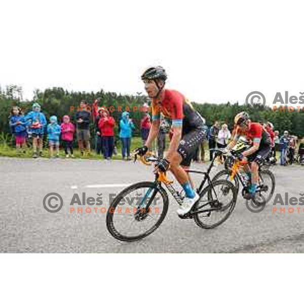 Domen novak and Matej Mohoric at Slovenian Cycling Championships Road Race Cerklje-Ambroz pod Krvavcem, Slovenia on June 21 , 2020