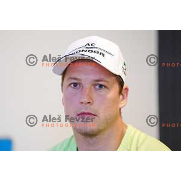 Tadej Cimzar of HK SZ Olimpija during press conference in Tivoli, Ljubljana, Slovenia on June 22, 2020