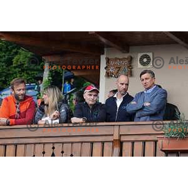 Tomaz Grm and Borut Pahor at Slovenian Cycling Championships Road Race Cerklje-Ambroz pod Krvavcem, Slovenia on June 21 , 2020